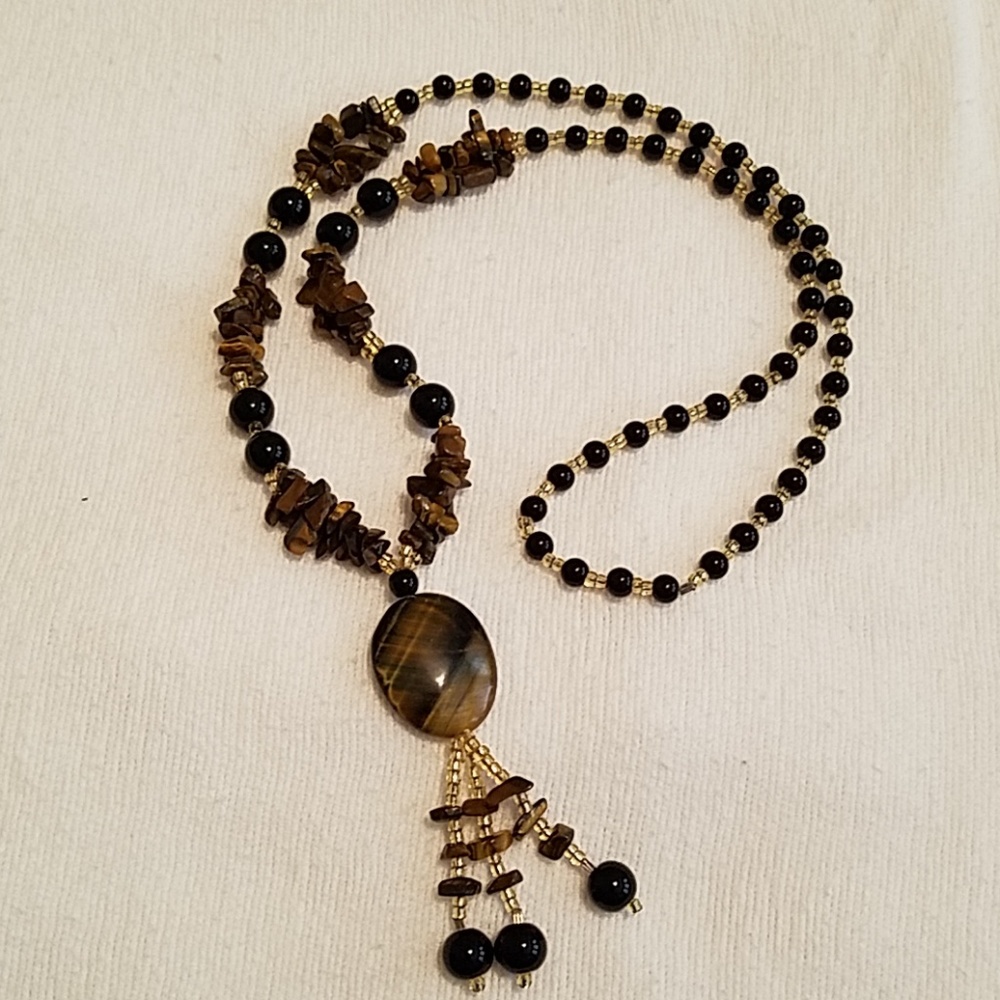 Tigereye and Onyx Necklace
